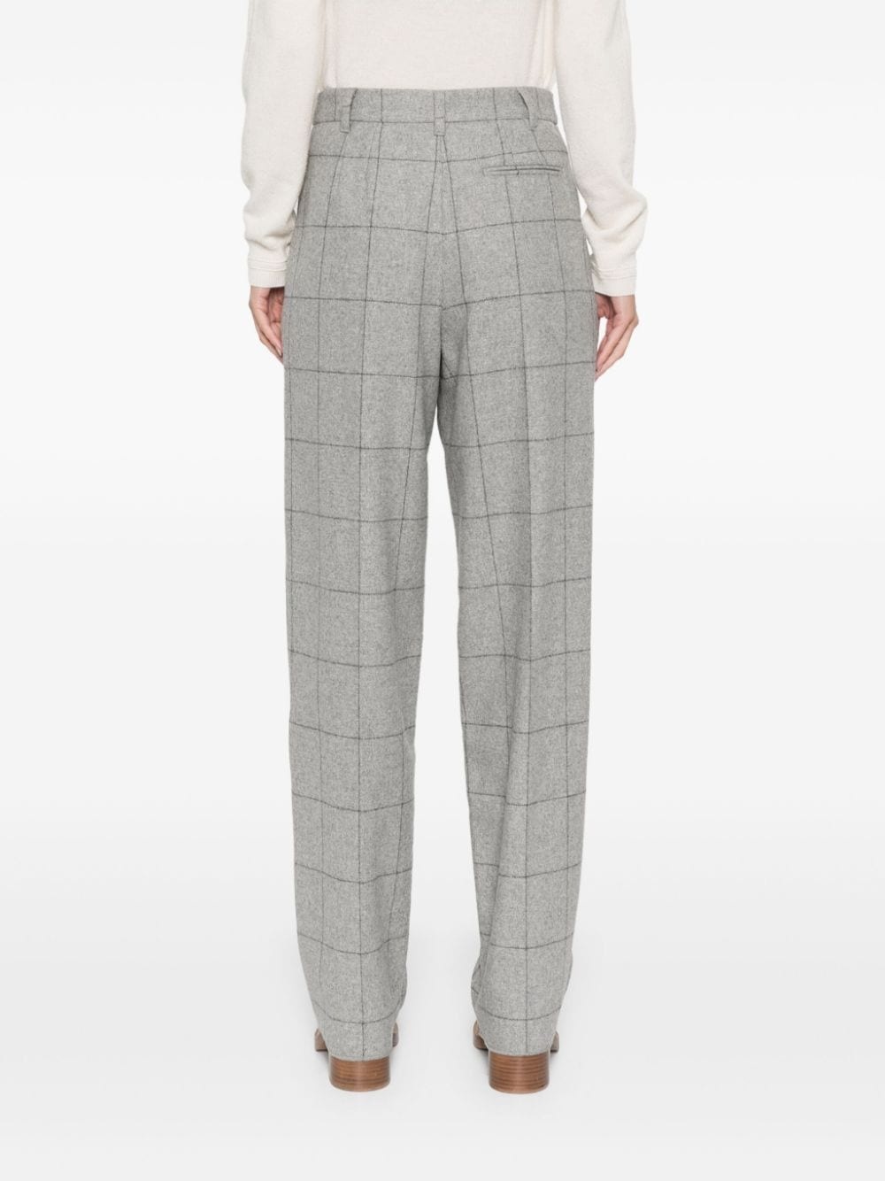 checked pleated trousers - 4