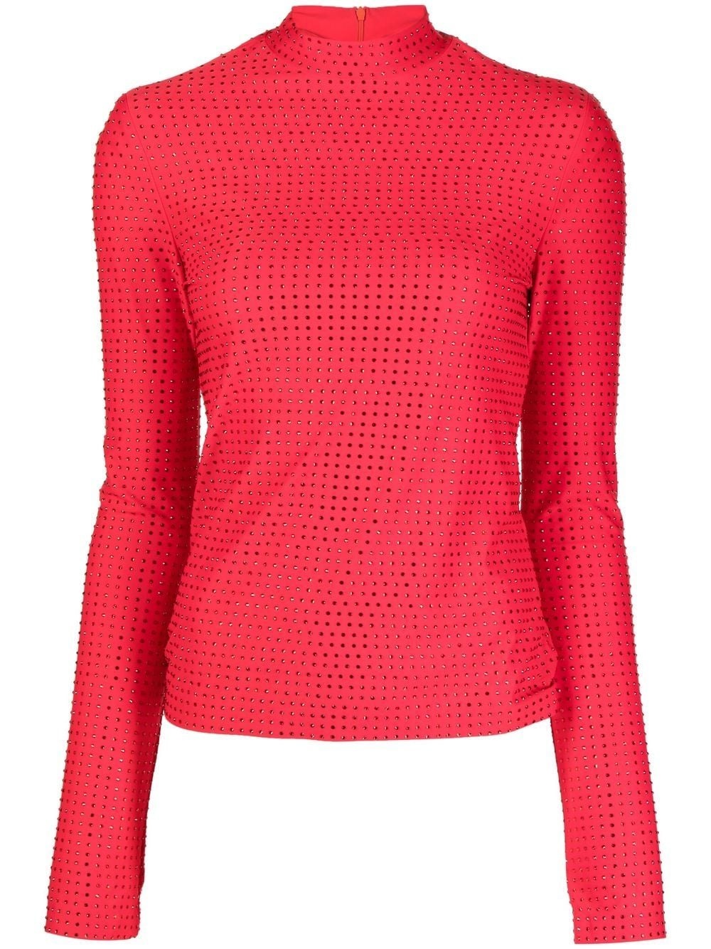 rhinestone-embellished long-sleeved top - 1