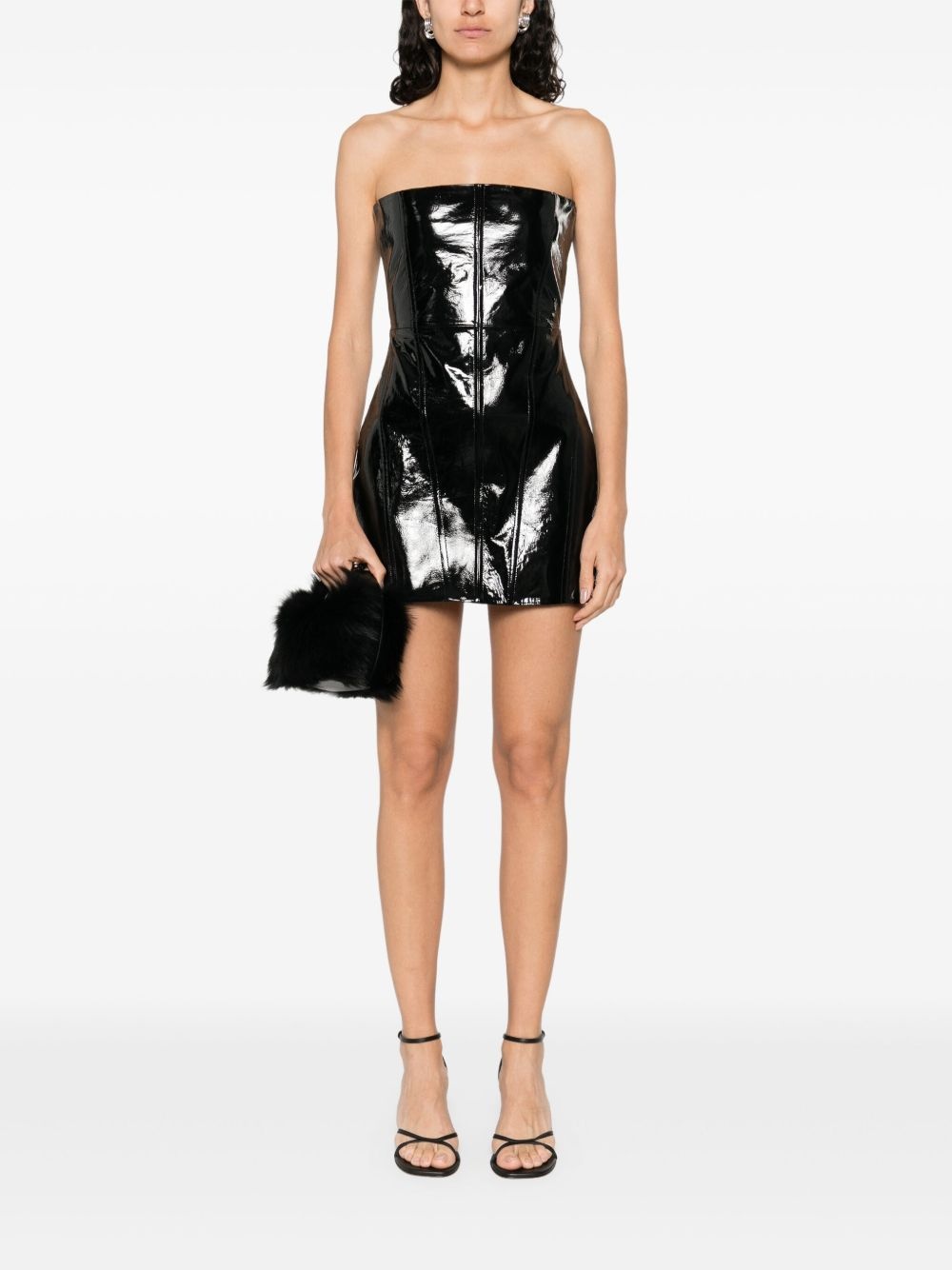 patent-finish mini dress - 2