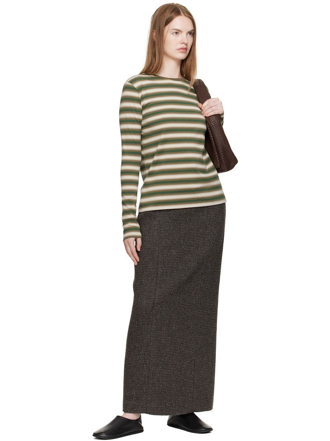 Brown & Green Gradient Stripe Jersey L/S T-shirt - 4