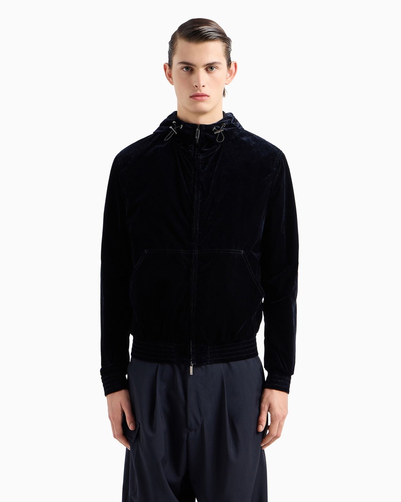 Hooded, zipped blouson in flocked nylon - 2