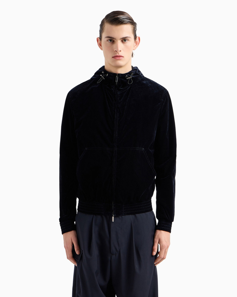 Hooded, zipped blouson in flocked nylon 2