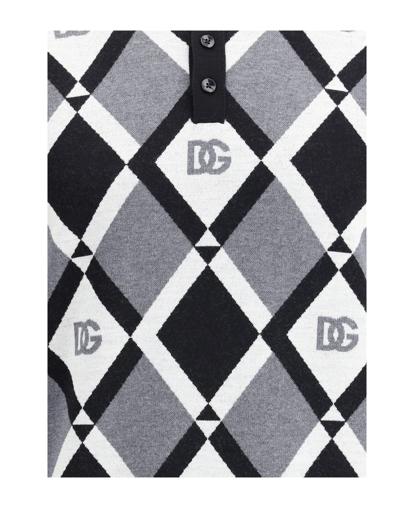 Diamond Knit Polo Sweater - 3