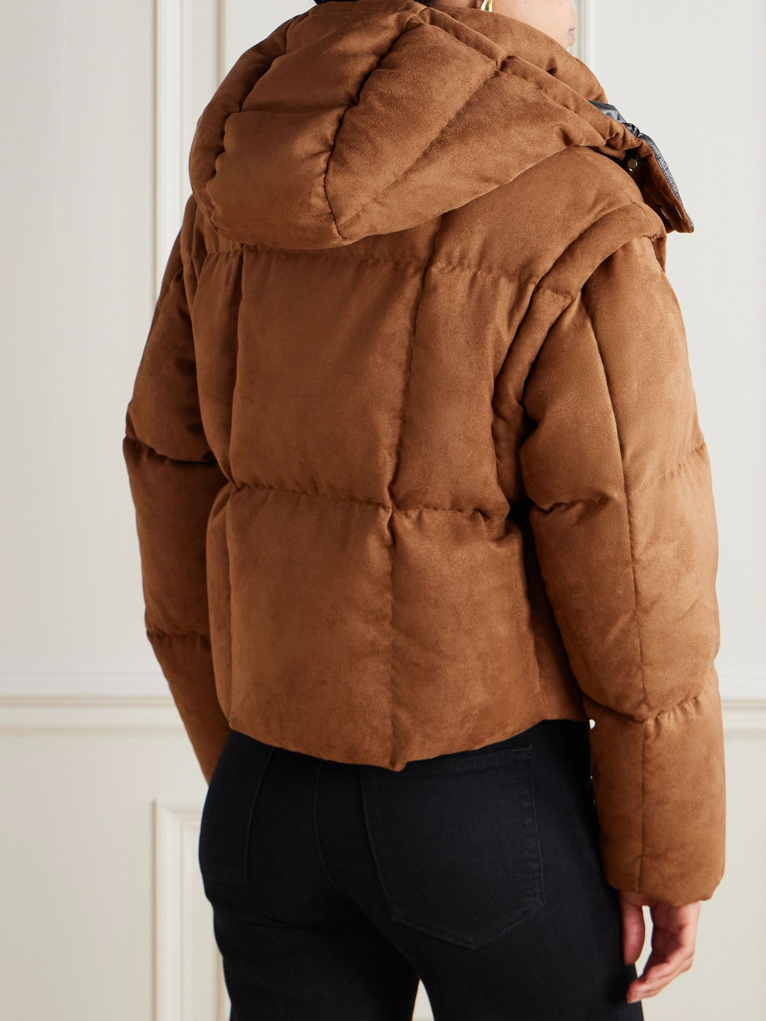 Paterne convertible hooded quilted brushed-moleskin down jacket Brown - 4