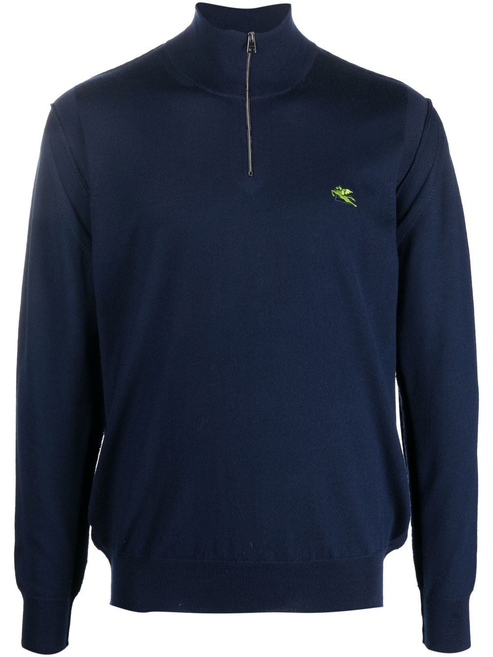 logo-embroidered half-zip jumper - 1