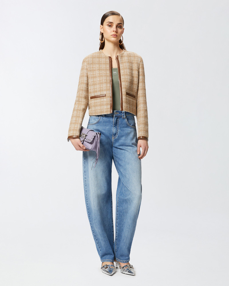 SMALL TWEED 및 IMITATION LEATHER의 오픈 JACKET 3