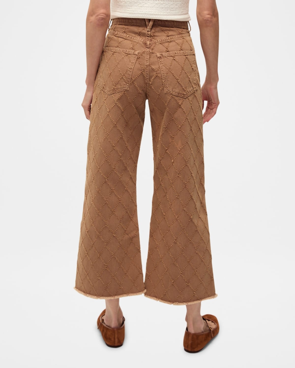 Taylor Perforated Diamond Cropped Wide Jeans - 3