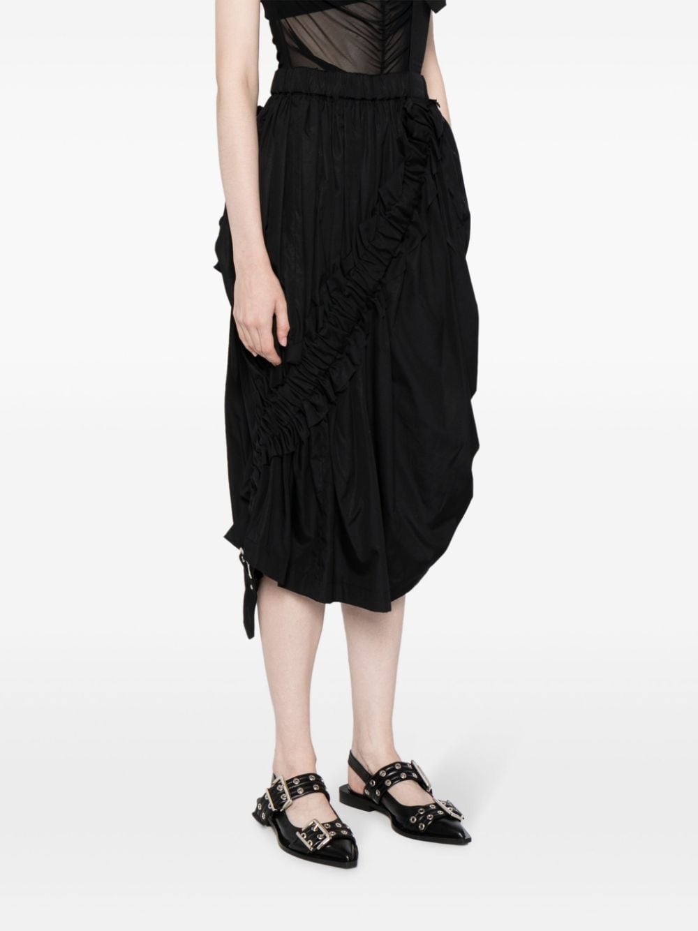 ruched-detailing cotton skirt - 3