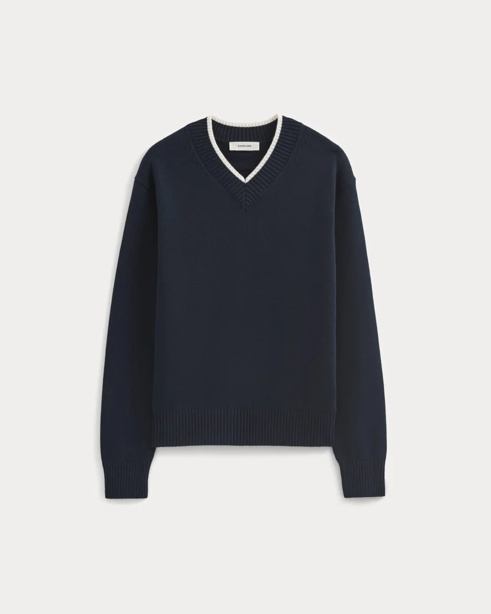 RELAXED V-NECK SWEATER IN EVERYDAY COTTON - 1
