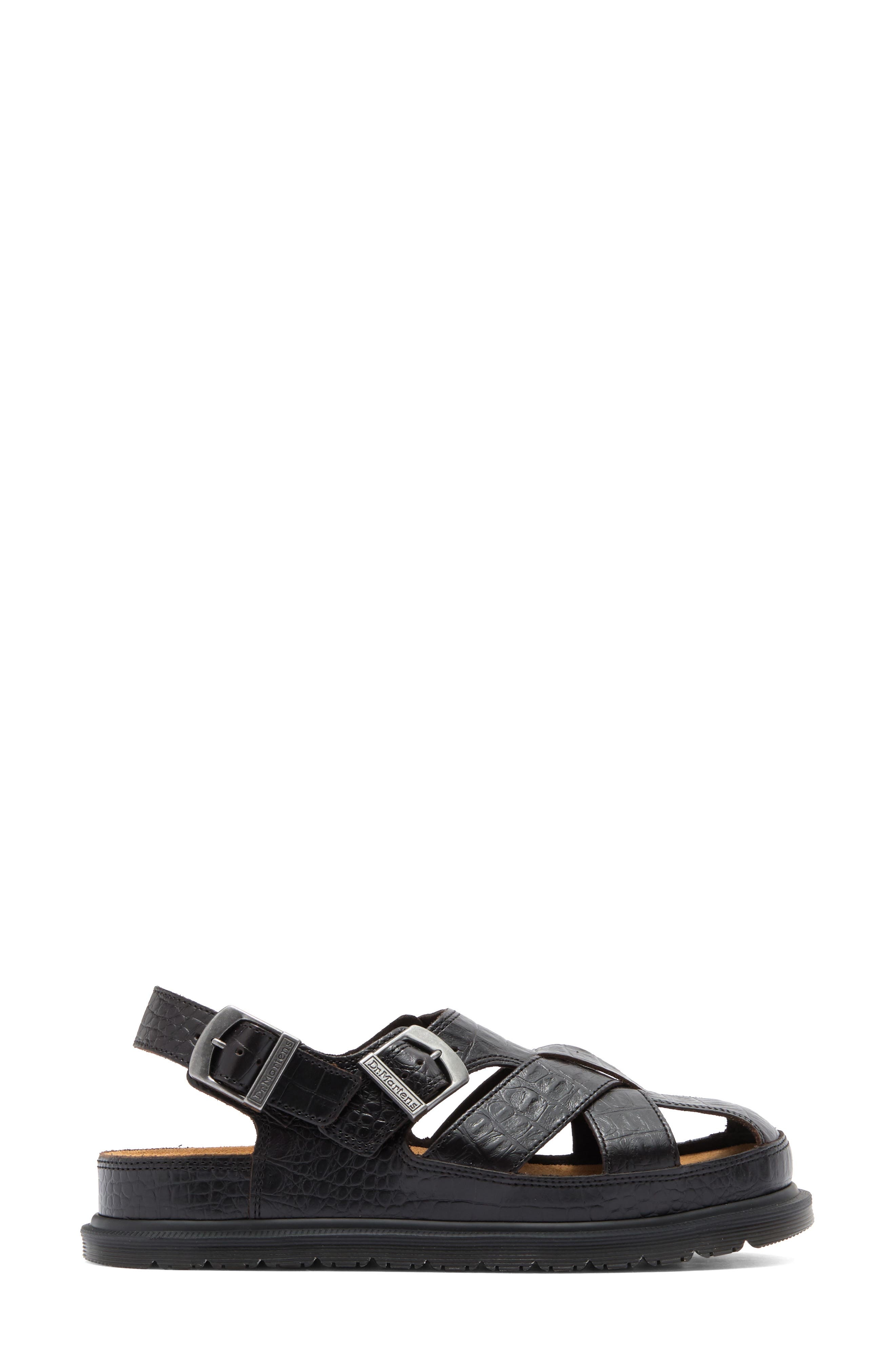 Dr. Martens Archive Fisherman Sandal in Dark Brown Aniline Croc Emboss at Nordstrom - 3