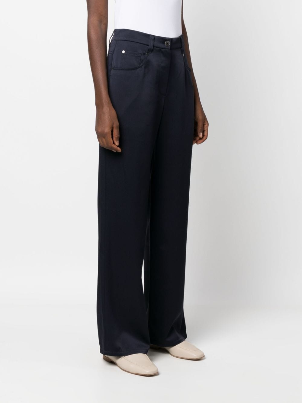 straight-leg satin-finish trousers - 3