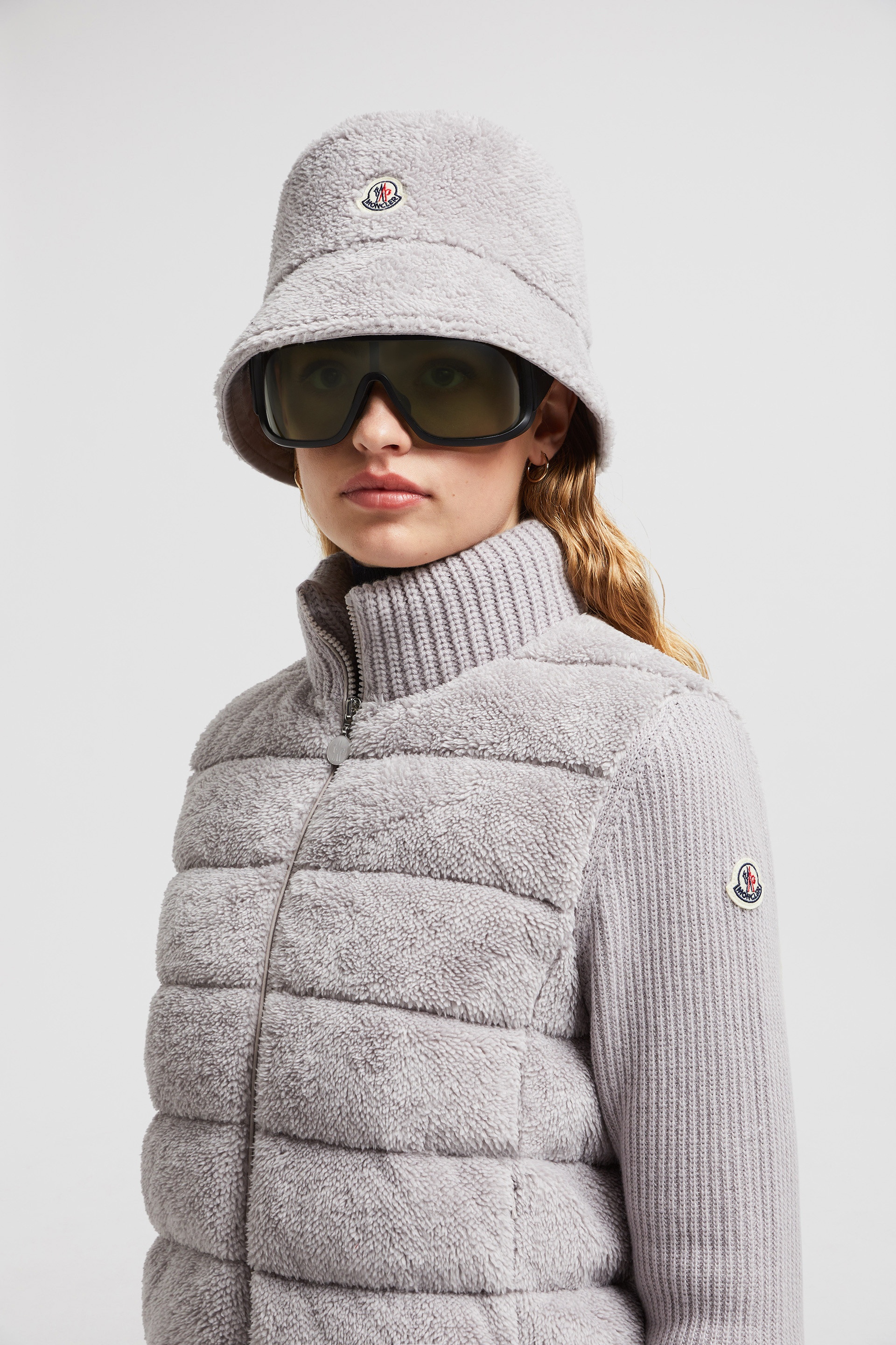 Moncler Padded Wool & Teddy Zip-Up Cardigan | REVERSIBLE
