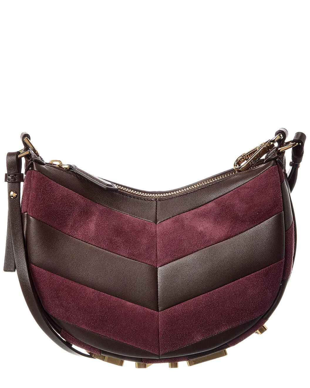 FENDI Fendigraphy Mini Leather & Suede Hobo Bag - 1