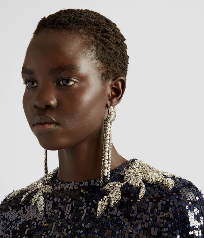 Erdem LONG CRYSTAL HOOP EARRINGS outlook