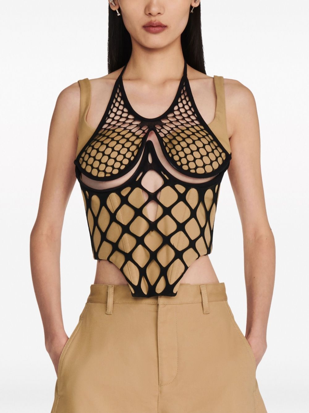 fishnet wire organic cotton-blend top - 3