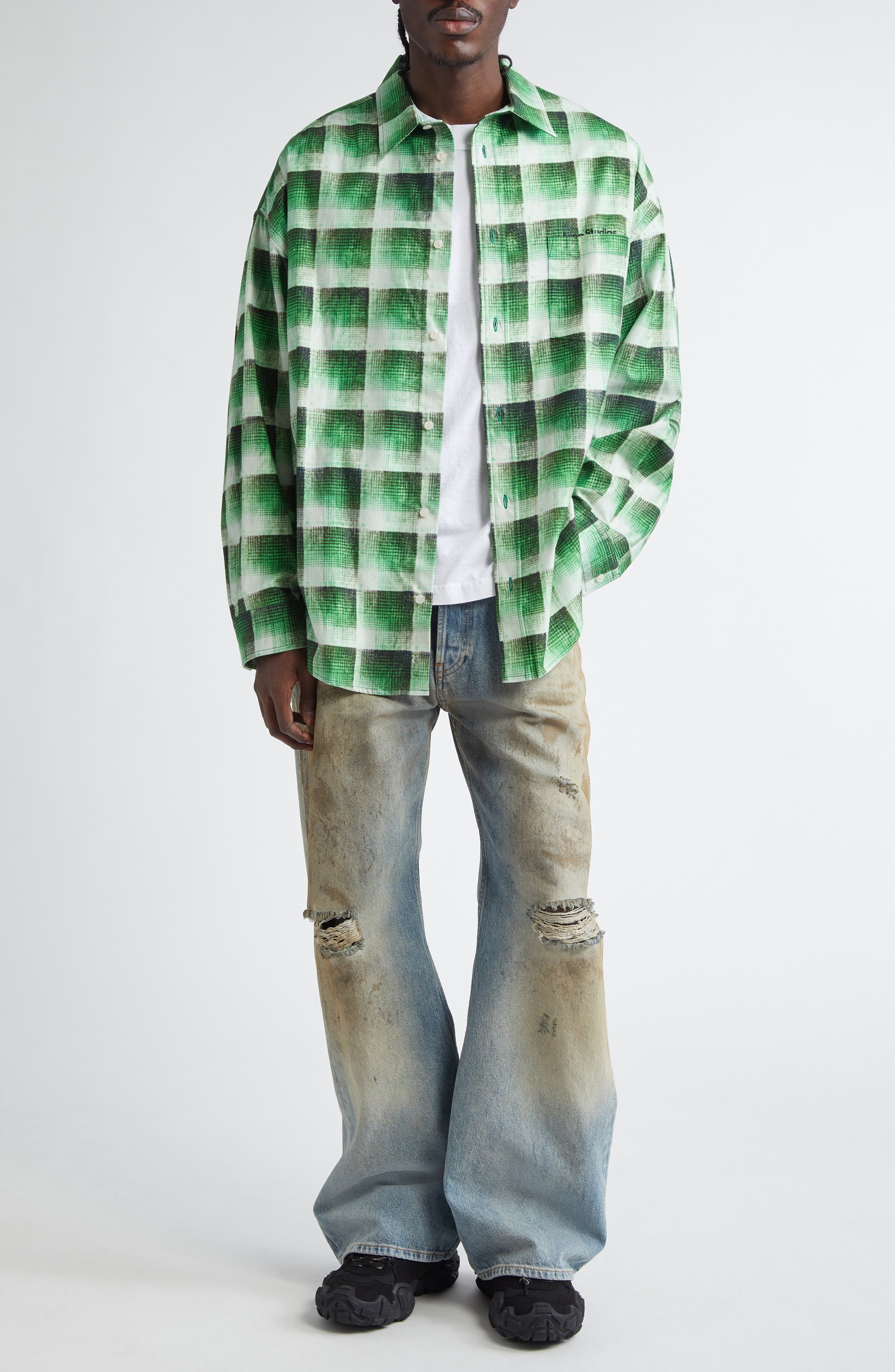 Acne Studios 2021 Penicillin Distressed Loose Fit Wide Leg Jeans in Mid Blue at Nordstrom - 2