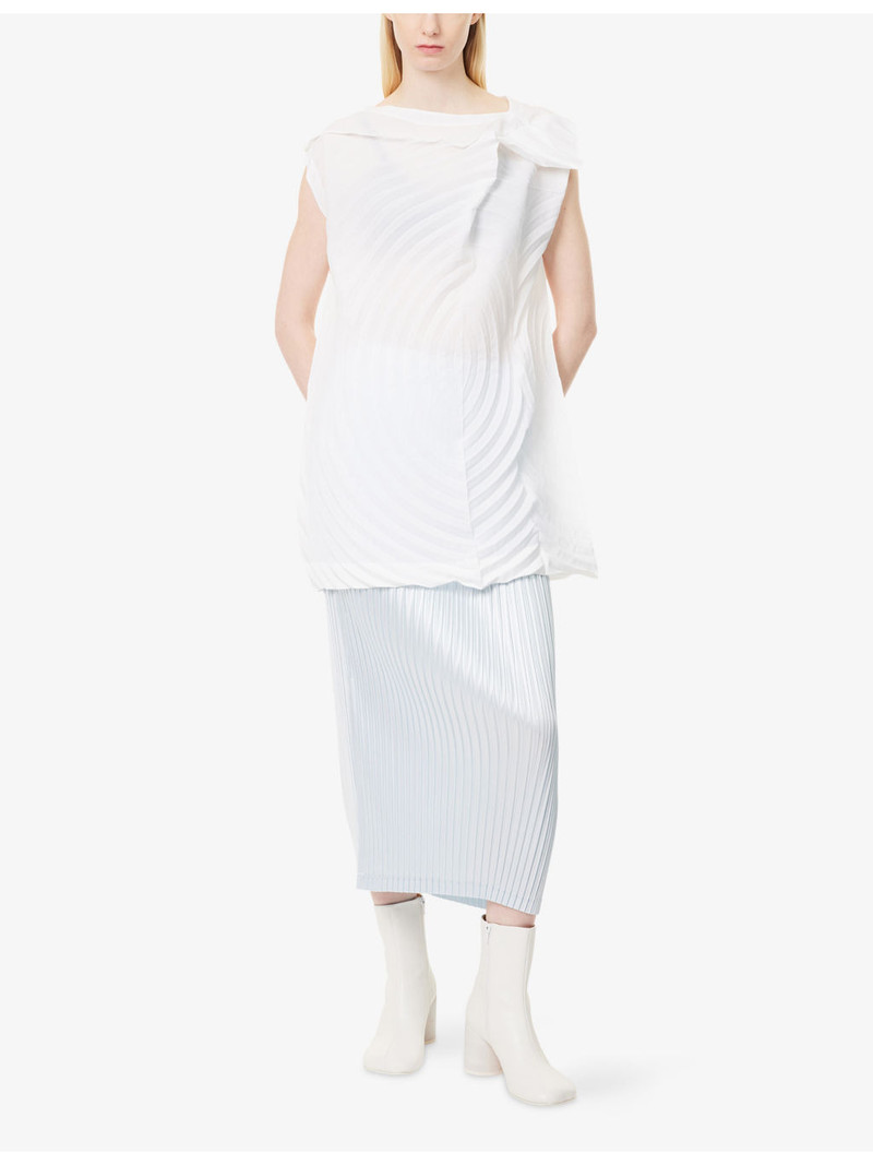 ISSEY MIYAKE Glossed Metal Pleats Knitted Midi Skirt outlook
