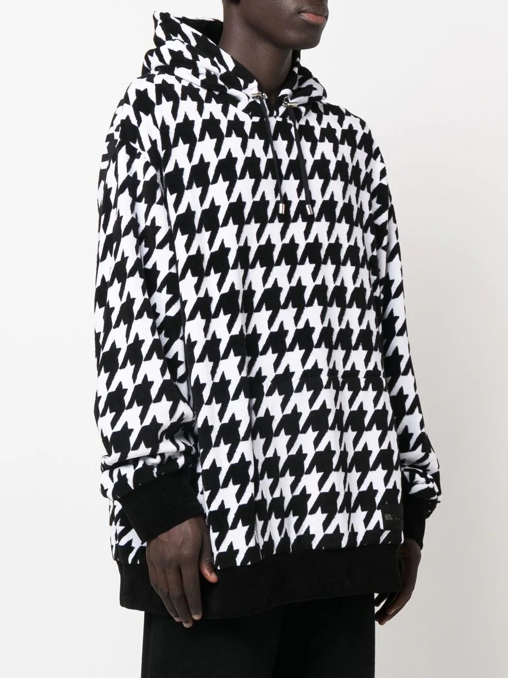 houndstooth knitted hoodie - 3