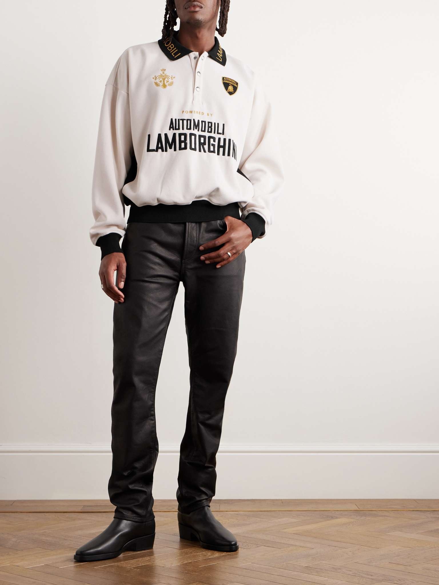 + Lamborghini Embroidered Two-Tone Cotton-Piqué Polo Shirt - 2