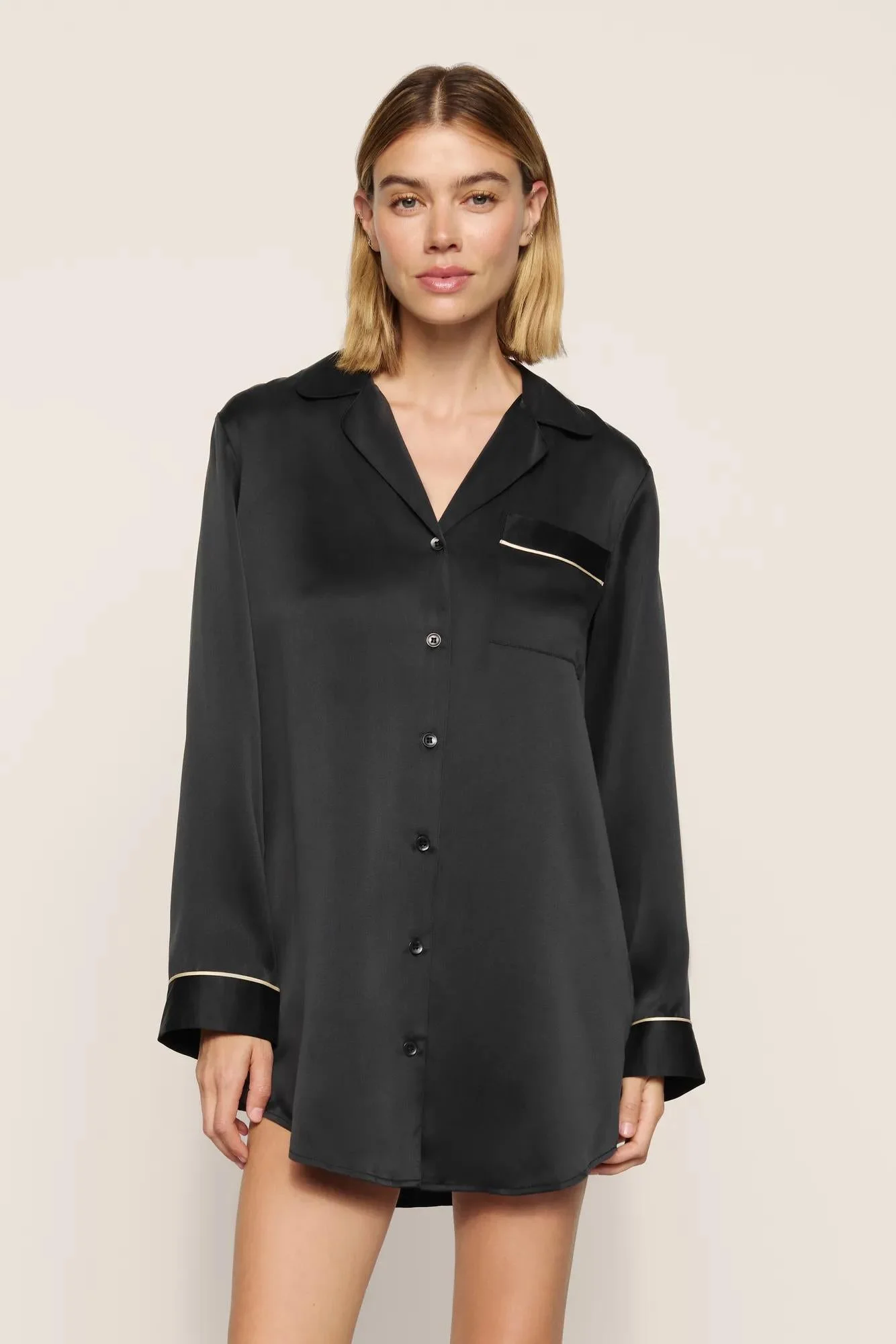 Inez Washable Silk Sleepshirt - 1