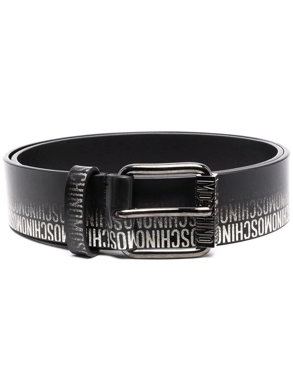 faded logo-print leather belt - 1