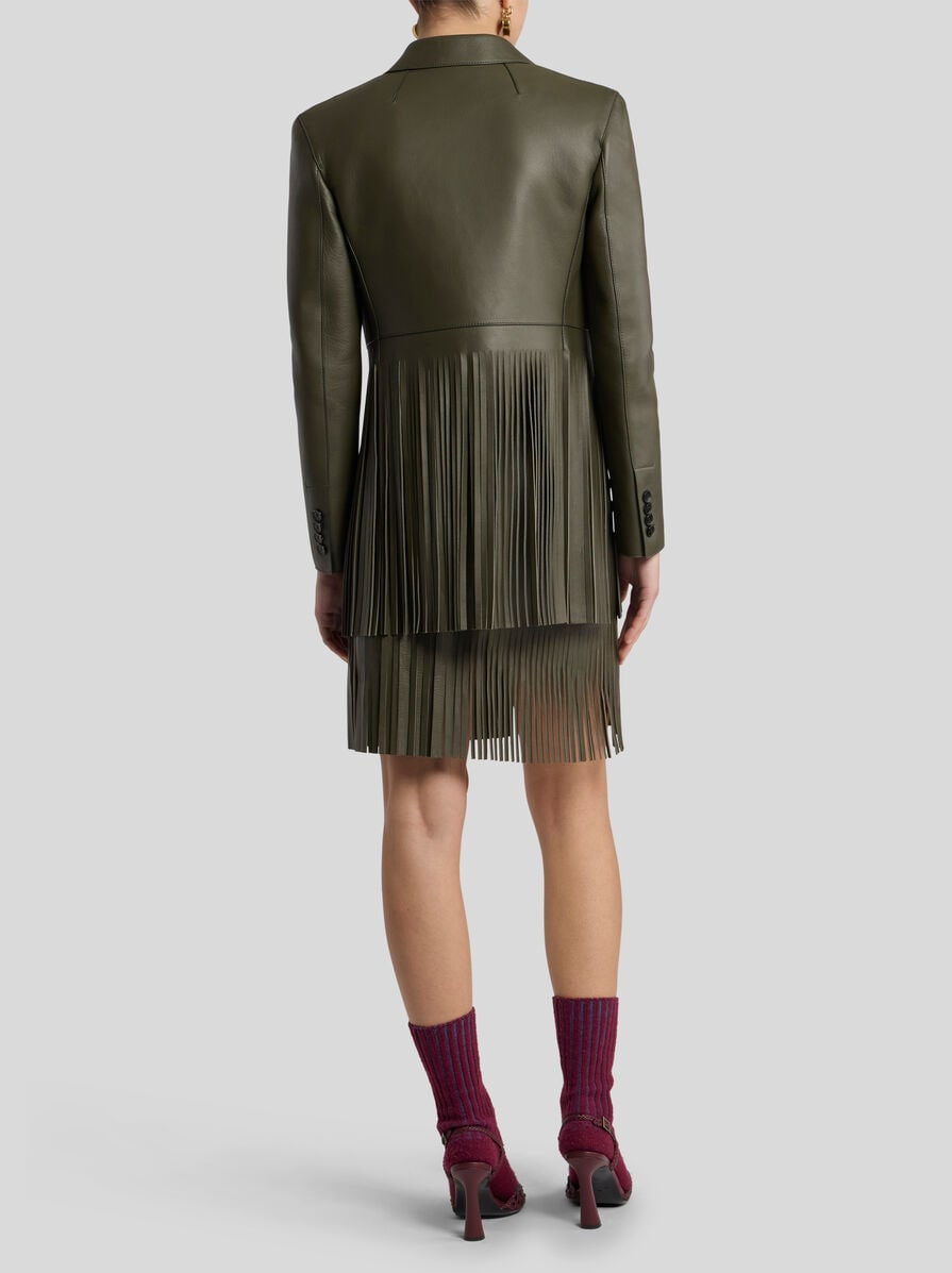 SINGLE-BREASTED LEATHER JACKET WITH FRINGING - 4