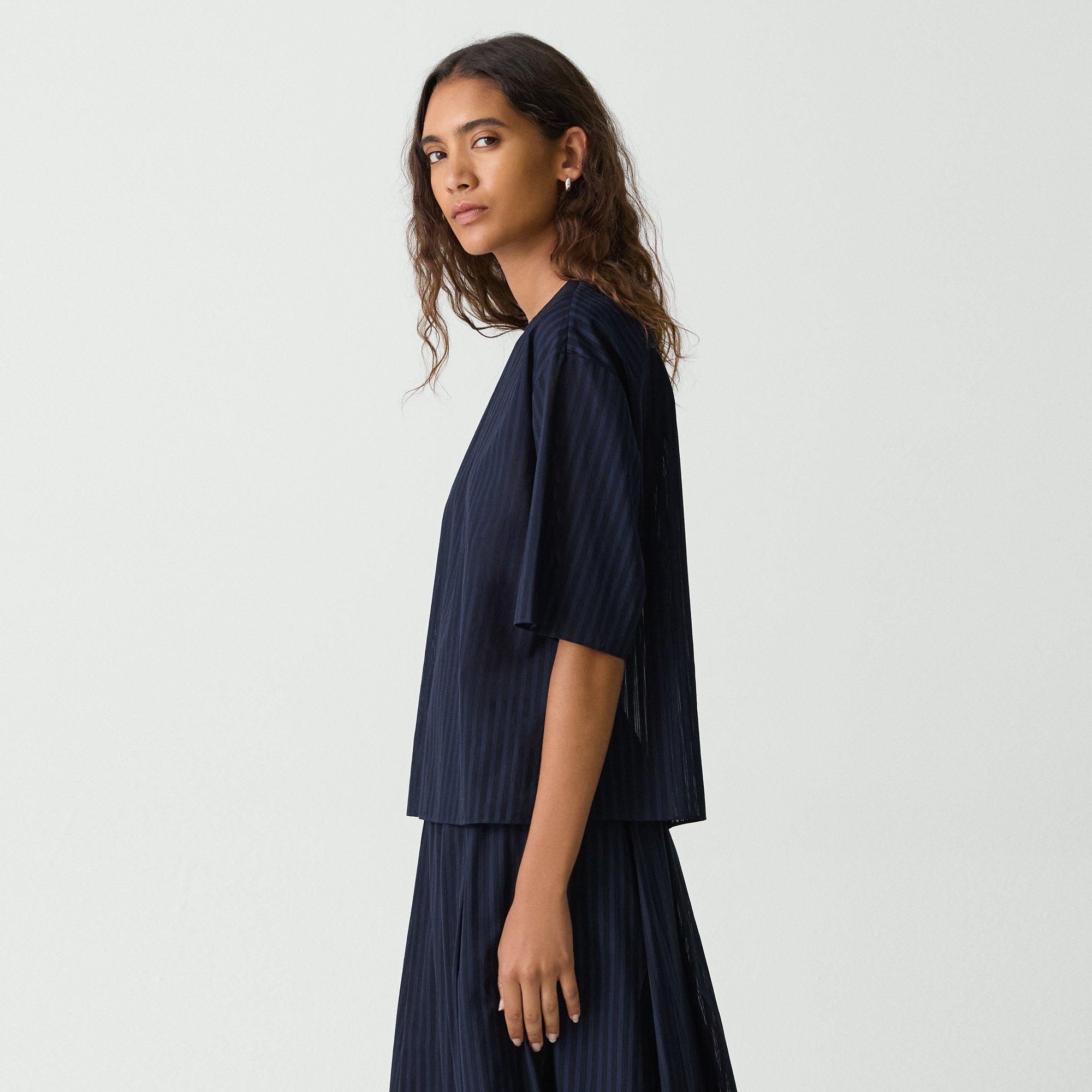 Boxy Tee in Linear Cotton - 3