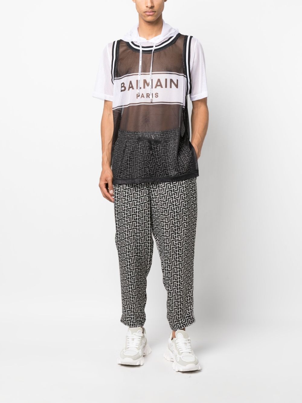 mesh logo-print hoodie T-shirt - 2