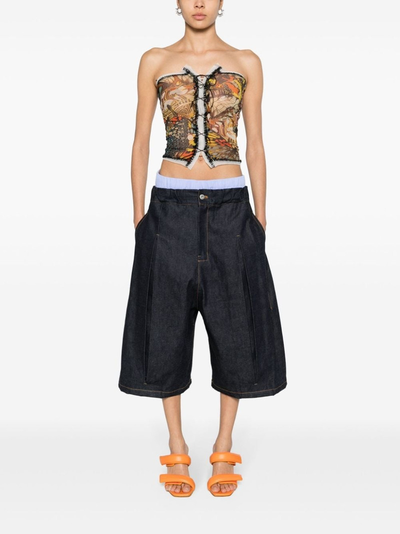 Jean Paul Gaultier Papillon-print mesh bustier top outlook