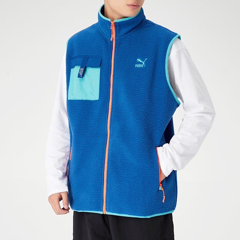 PUMA XTG Trail Fleece Full Zip Pocket Vest 'Blue Orange' 596728-65 - 5