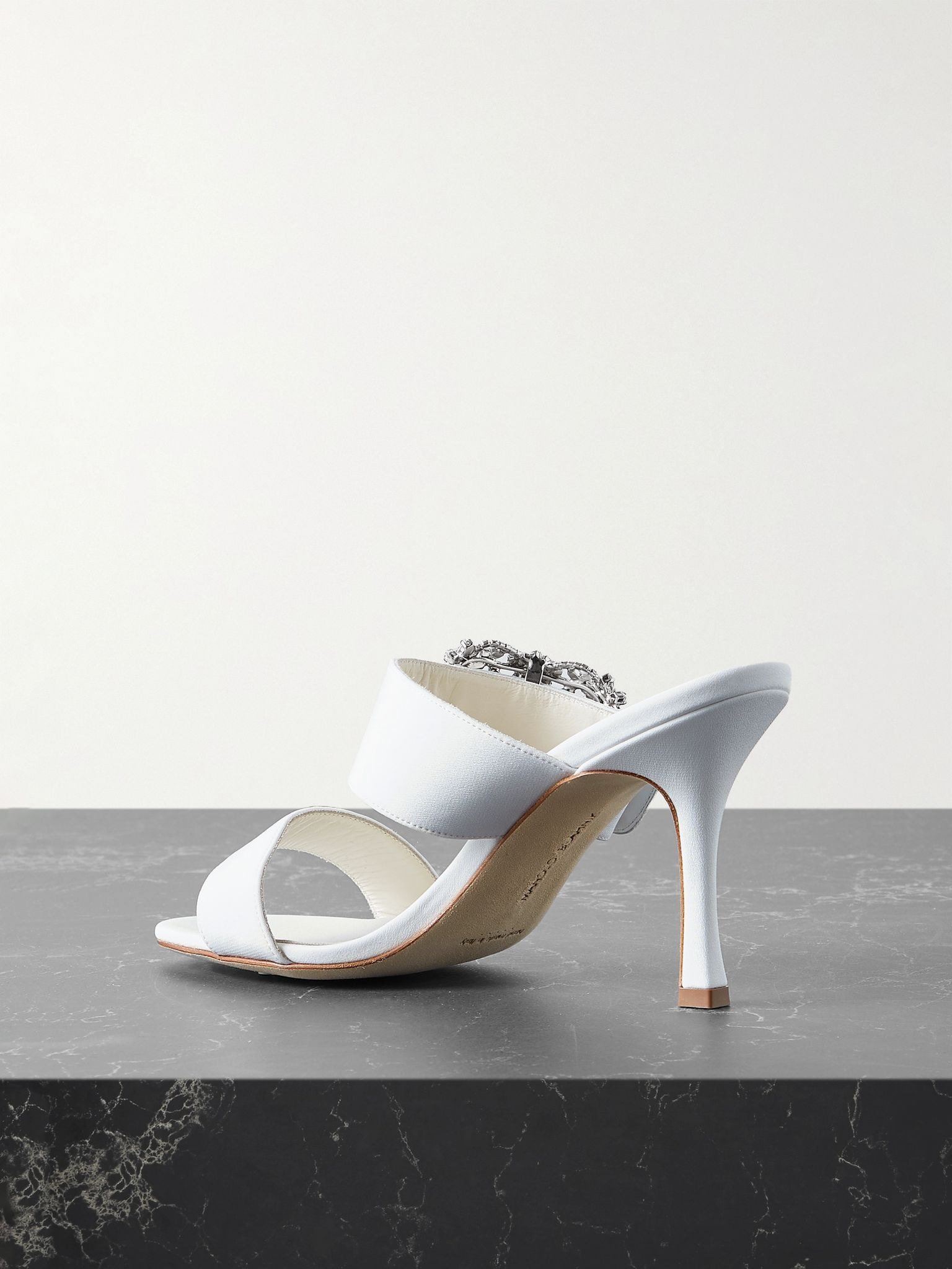 Gable 90 buckled crepe de chine mules White - 3