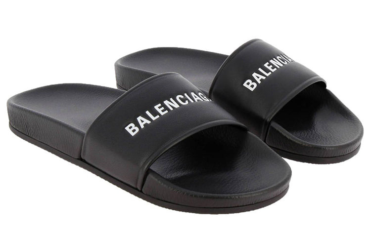 (WMNS) Balenciaga Pool Slides 'Black White' 517226WAL001006 - 4