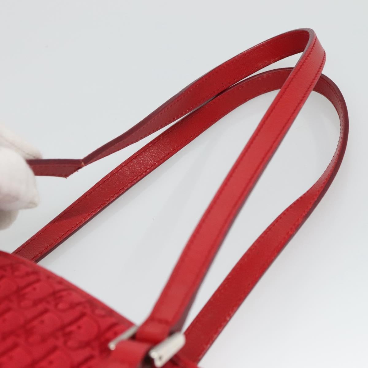 DIOR Trotter Canvas Hand Bag Red Silver - 8
