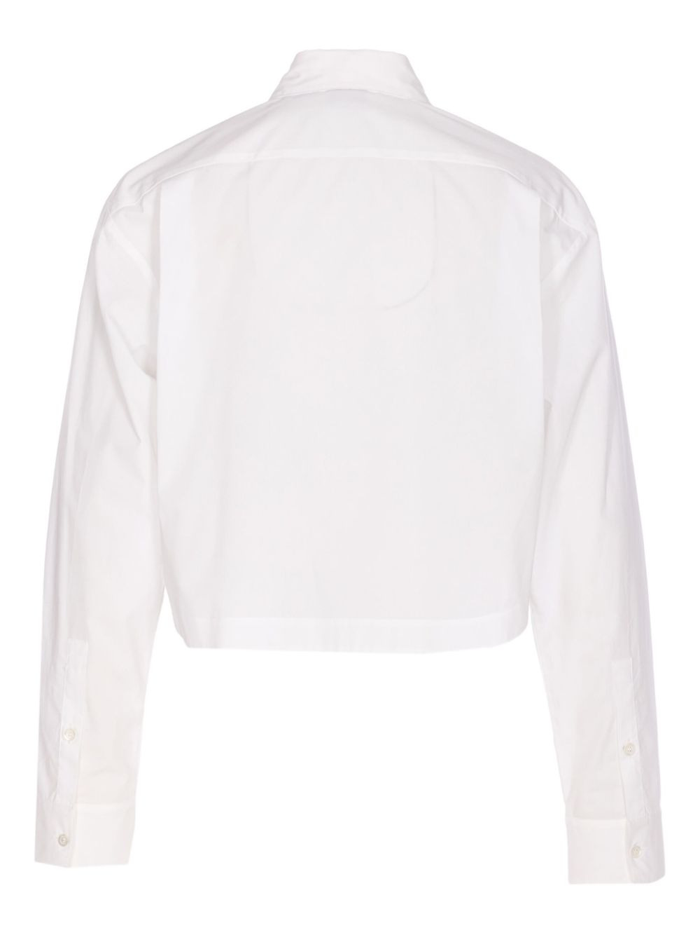 pearl-crystal embellished crop shirt - 2