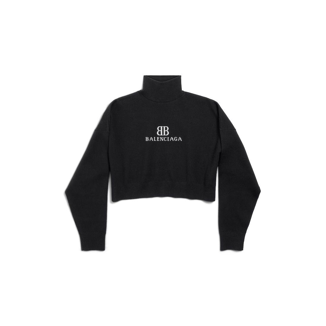 Women's Cropped Highneck in Black/white - 1