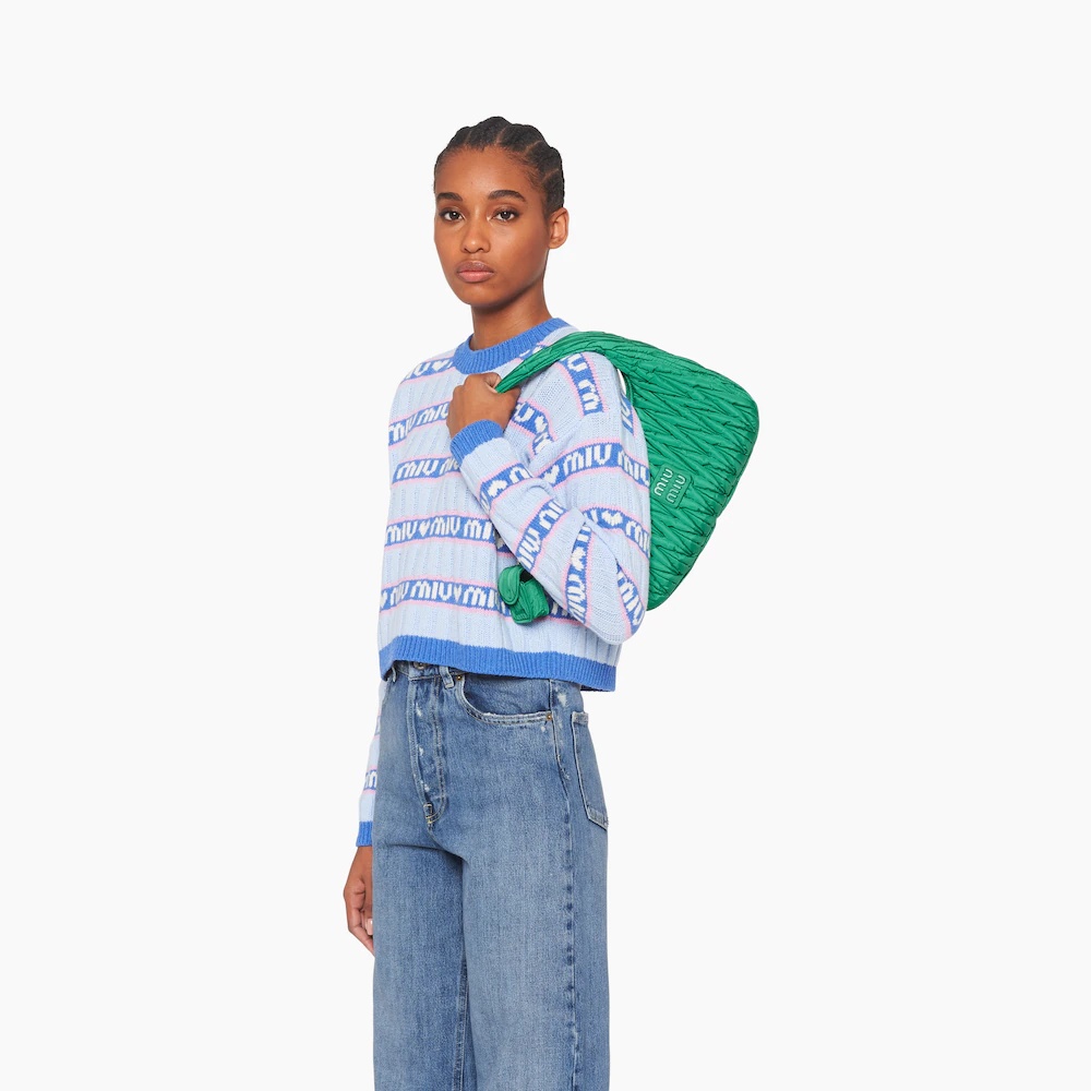Miu Wander matelassé regenerated nylon hobo bag - 3