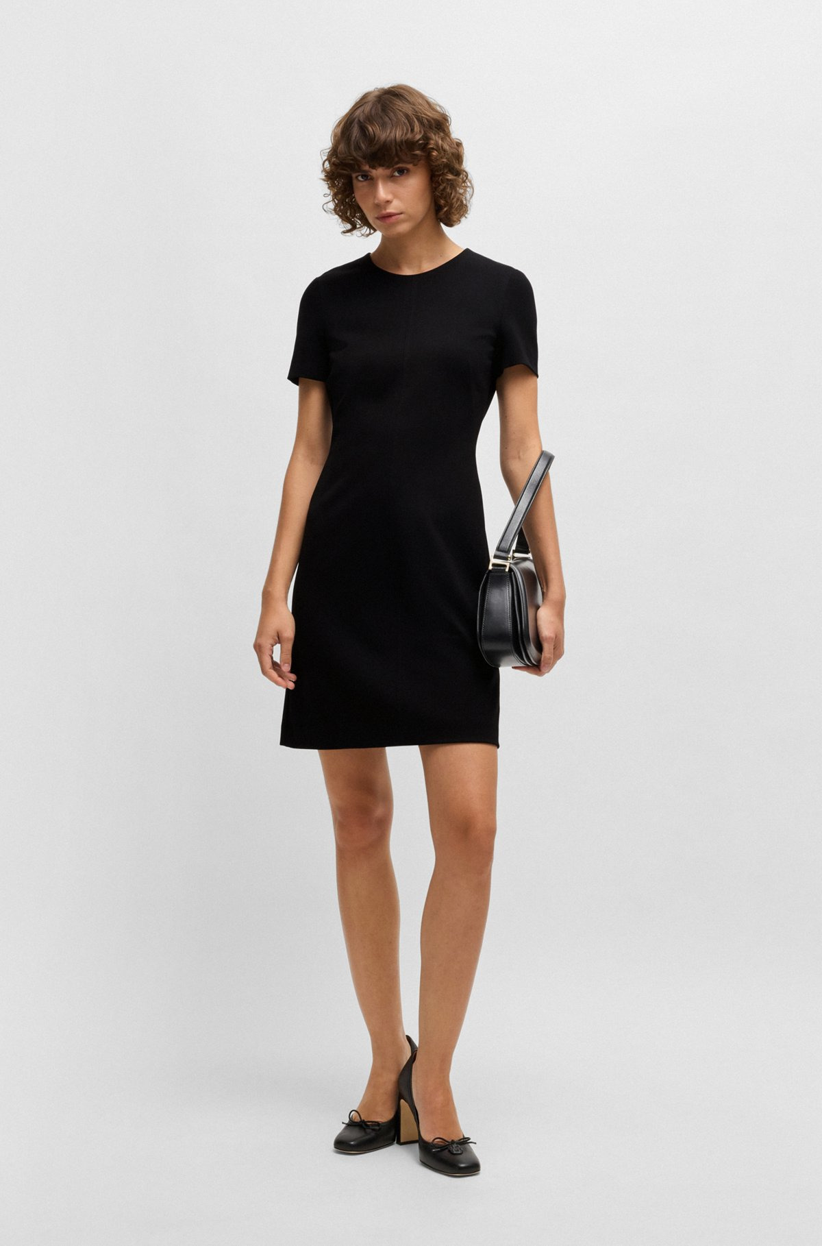 SLIM-FIT CREW-NECK DRESS IN STRETCH FABRIC - 2