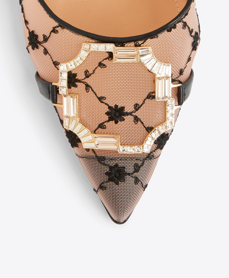 Missy 45 Black Floral Mesh Mules 4