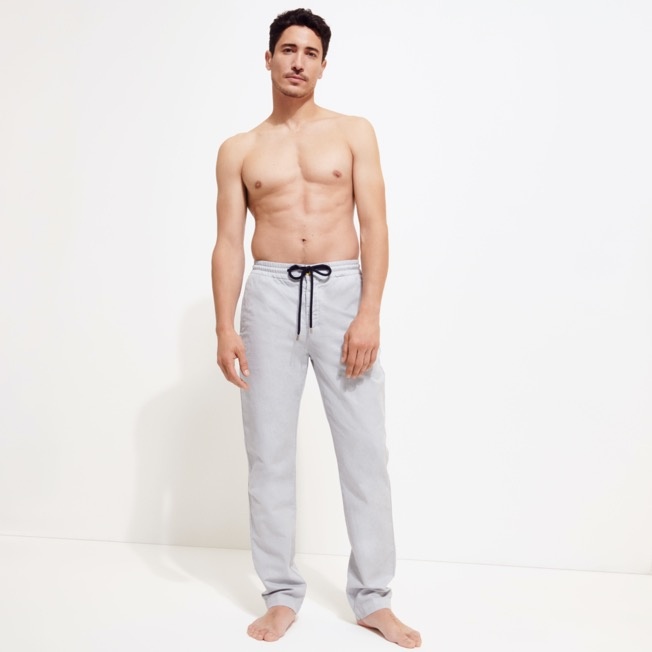 Men Cotton Linen Stretch Comfort Pants Solid - 3