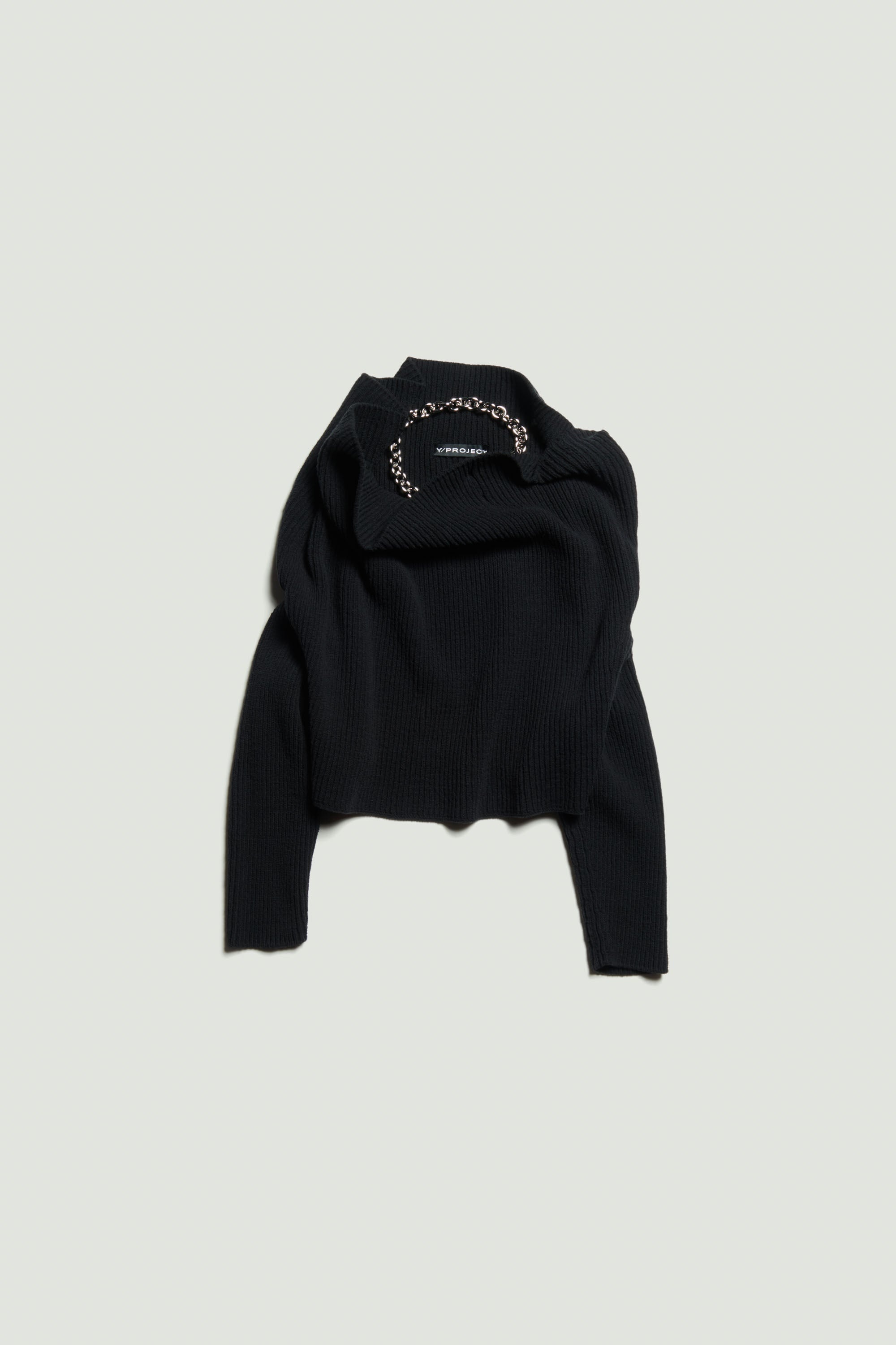 Draped Chain Ribbed Sweater - 1