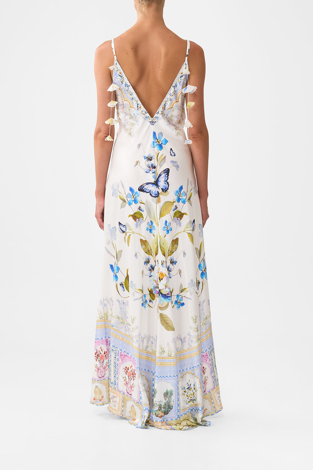 V-NECK LONG BIAS SLIP DRESS WITH TRAIN - 3