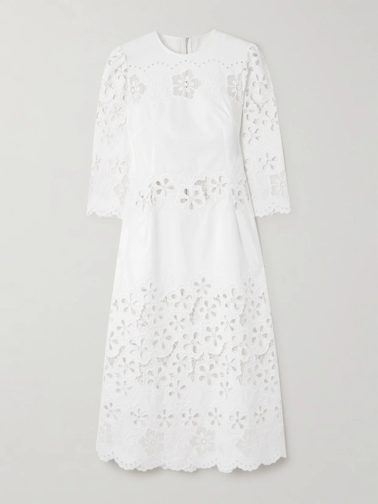 Scalloped Broderie Anglaise Cotton-poplin Midi Dress - 1