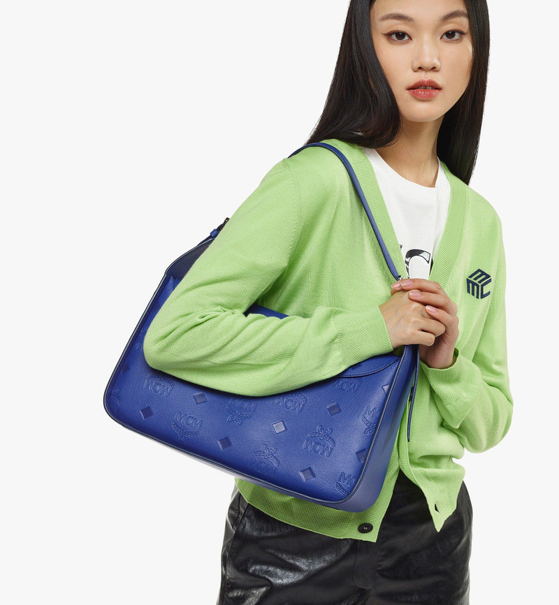 MCM Aren E/W Flap Hobo in Embossed Monogram Leather outlook