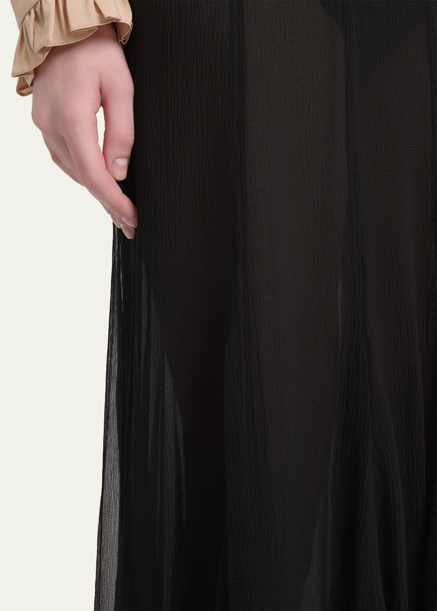 Paneled Sheer Silk Maxi Skirt - 5