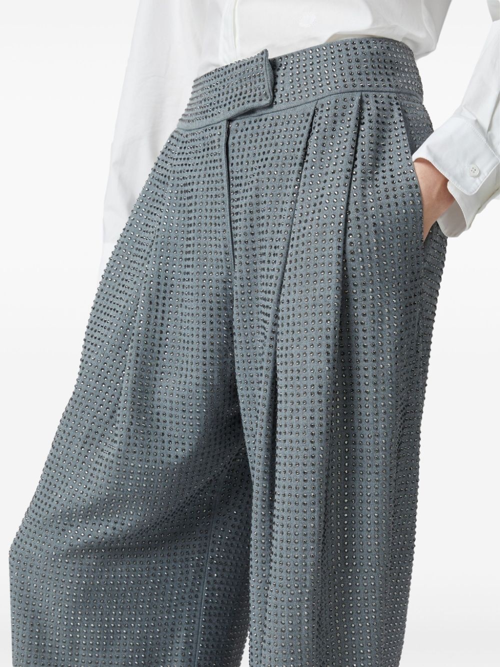 rhinestone-embellished straight-leg trousers - 3