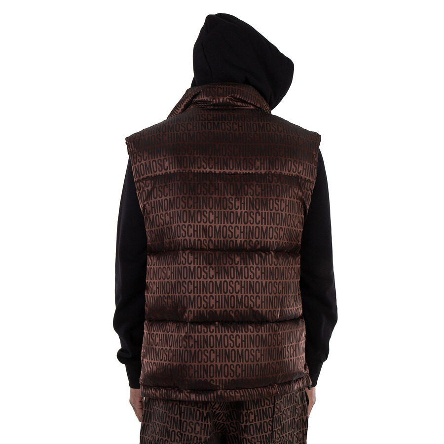 Moschino Men's Fantasy Print Brown Logo-Jacquard Gilet - 4