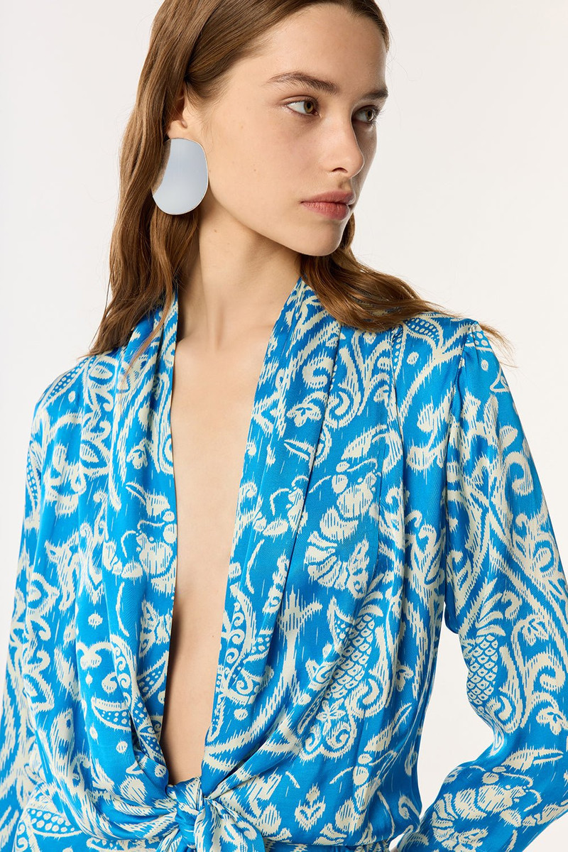 Poupette St Barth Short Jumpsuit Celie - Turquoise Macro Ikat outlook