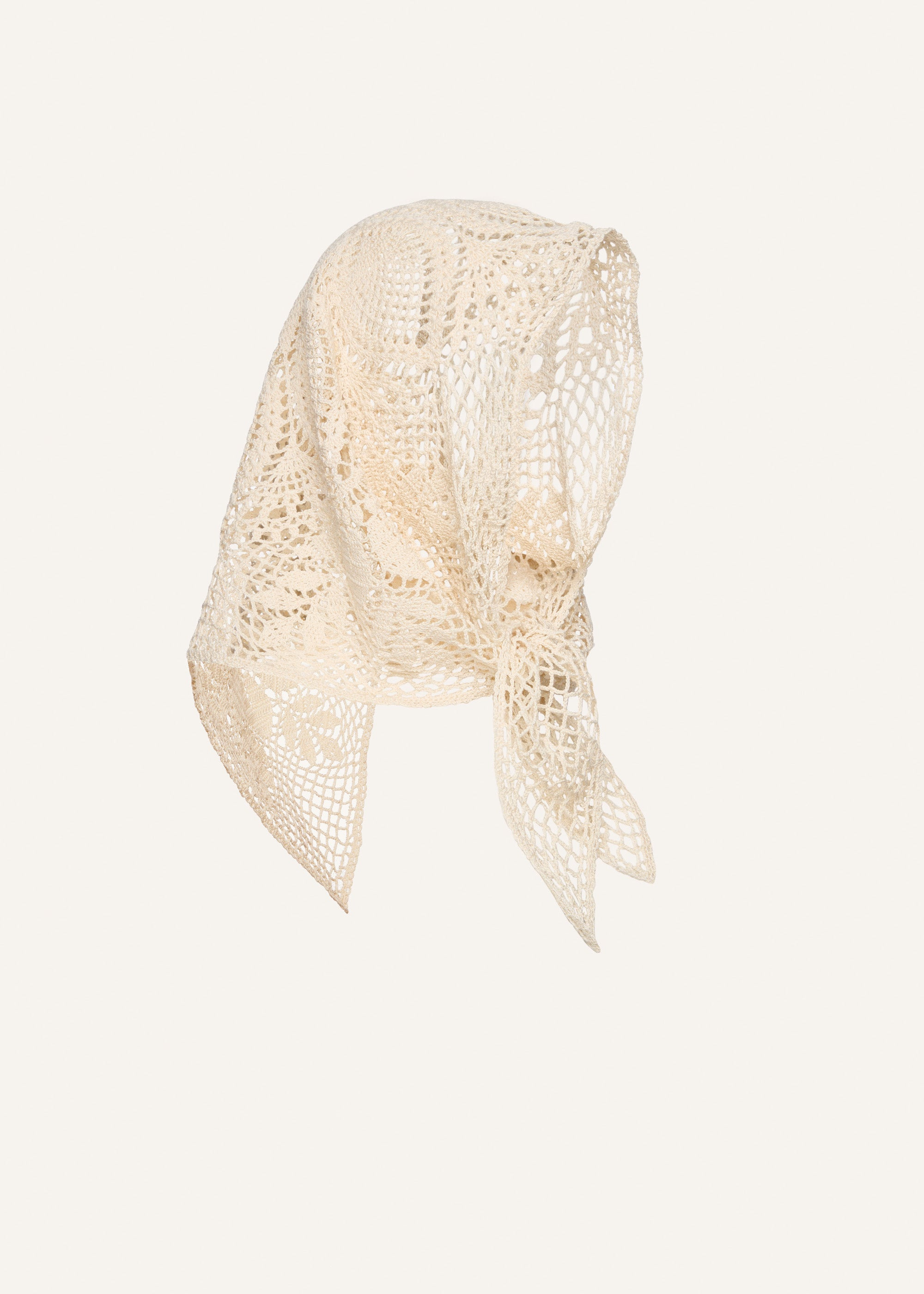 Floral motif crochet scarf in cream - 2