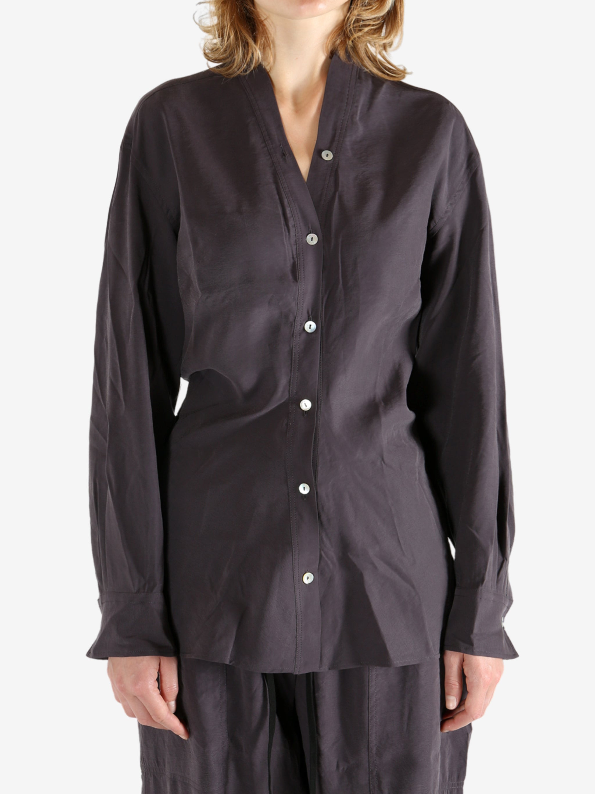 STUDIO NICHOLSON - Women V Neck Button Through Top - 1