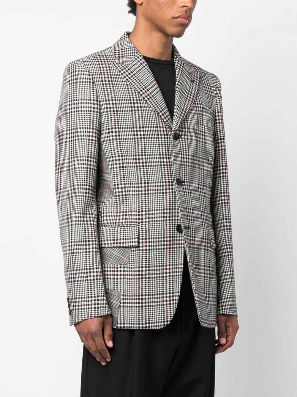 patchwork detailing checked blazer - 4